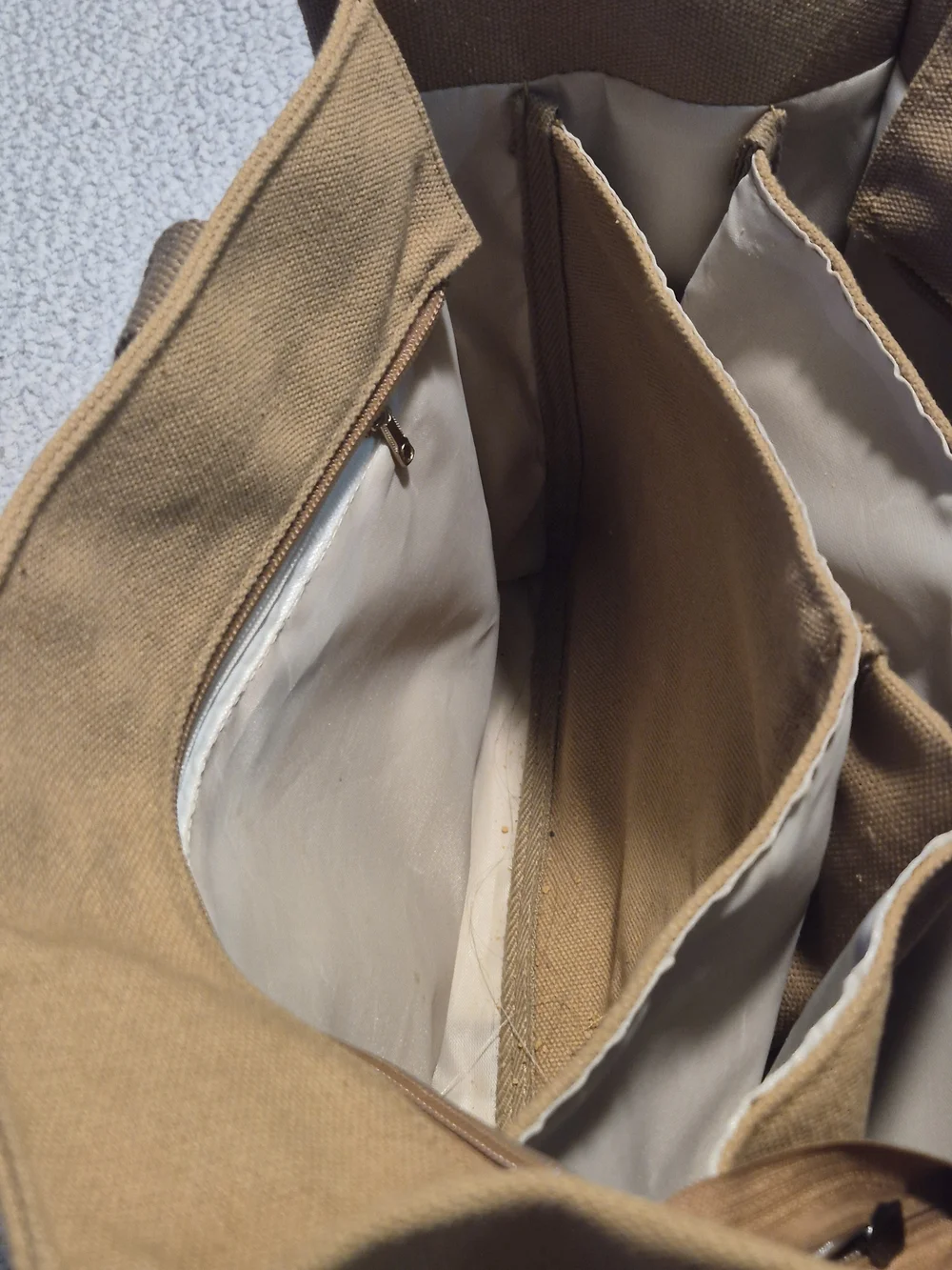 Becojadde Canvas Multi Pocket Tote Messenger Bag Khaki